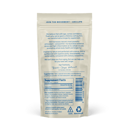 AX3Bio PureAstaxanthin Pouch Back